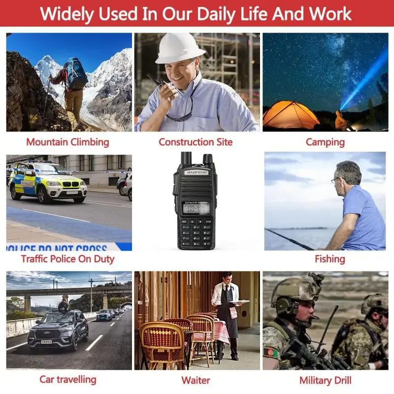 UV-82 Walkie Talkie 5W 8W VHF UHF Ham Radio Comunicador Dual PTT Long Range Two Way RadioFM Amateur Radio Station