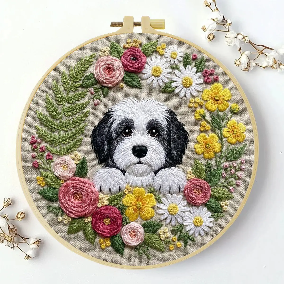 1 Stück 20X20CM/15X15CM 7,87/6,3 Zoll Hundestickerei-Starter-Kit DIY-Kit DIY-Stickerei-Set Handarbeiten Heimdekoration – Detail 2