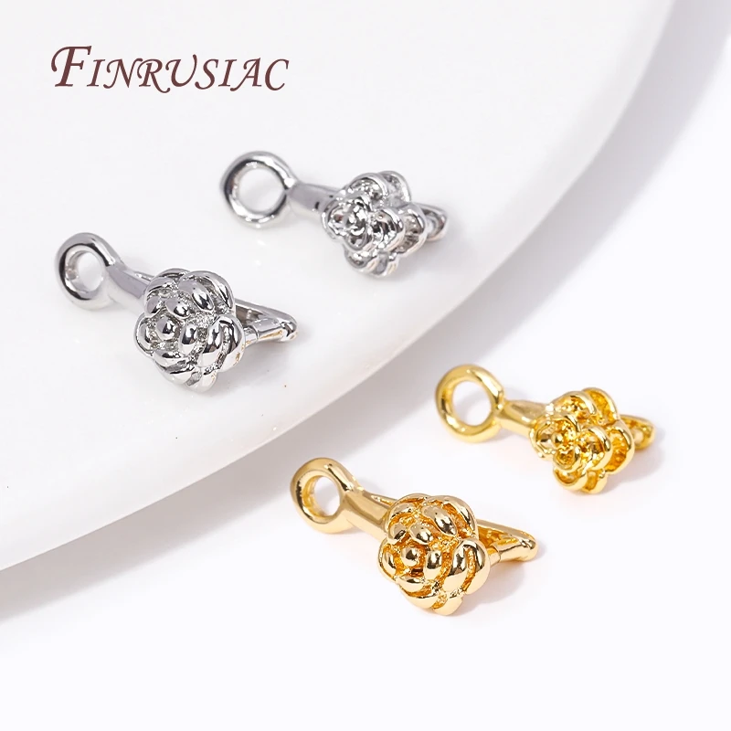 Jewelry Clamp Pinch Clip Bail Hooks Accessories 18K Gold Plated Brass Flowers Charm Pendants Connector For DIY Earrings Making