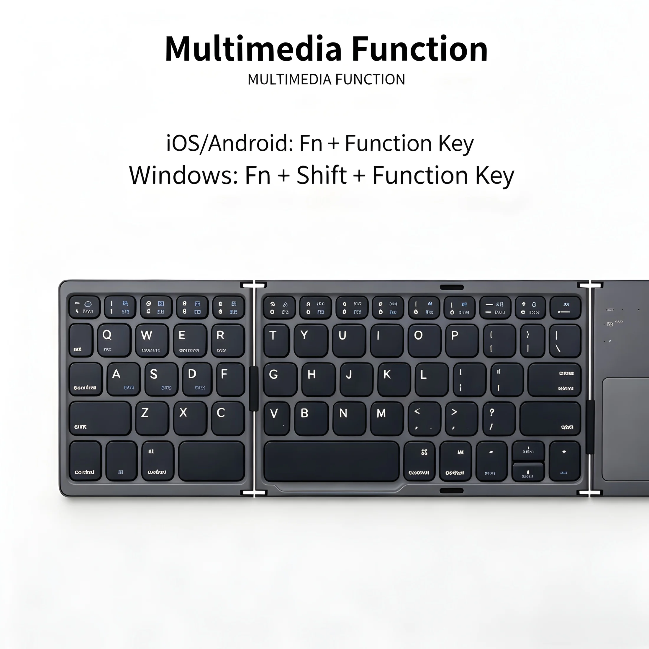 Foldable Portable Bluetooth Keyboard with Touchpad for Tablet Phone Laptop Compatible with iOS Android Windows - Lightweight Des
