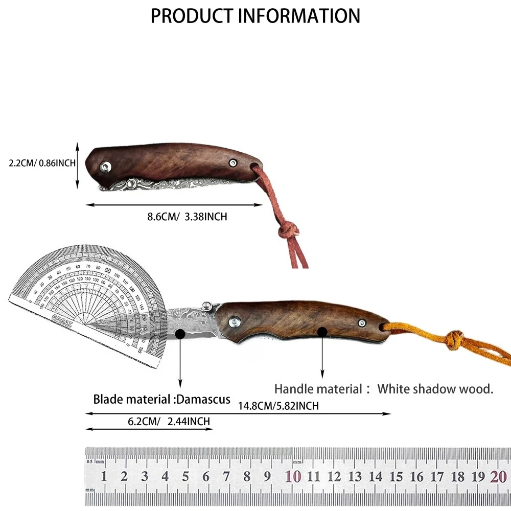 المشي لمسافات طويلة الصيد أداة EDC مقبض الخشب الملون عالية الجودة دمشق جيب سكين للفرد حمل سكّين متعدّد الاستخدامات سكين القطع في الهواء الطلق #6