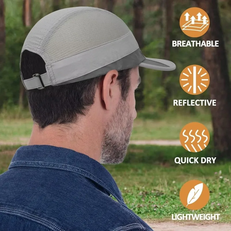 GADIEMKENSD Unstructured Reflective Breathable Sports Cap Fast Dry for Unisex Quick Drying Hat Adjustable Outdoor Cap Visor Hat