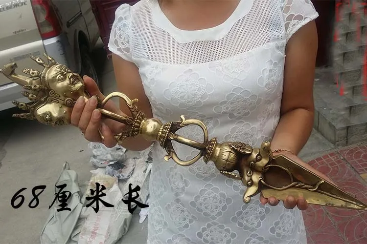Wholesale Buddhist supplies Exorcise evil spirits talisman 68CM HUGE Tibet Buddhism Magic Vajra phurpa Hayagriva Vajrakila