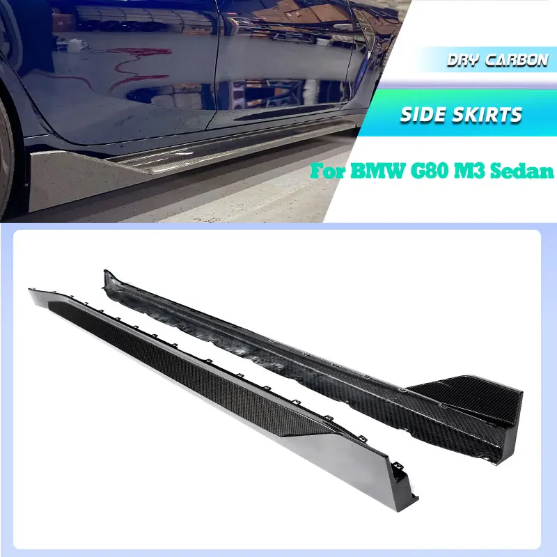 

Предварительно предотвращающие сухоуглеродистые автомобильные боковые юбки для BMW G80 M3 Sedan 2021-2025, гоночный боковой дверной бампер, фартук, защита для губ, комплекты кузова
