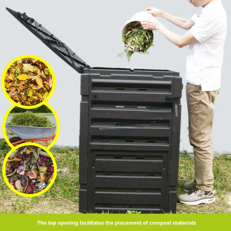 300/450L PP Compost Bin Garden Courtyard Compost Box Leaves Organic Fertilizer Fermentation Tank Garden Waste