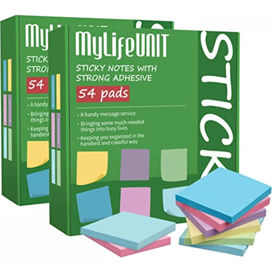 

Sticky Notes 3x3 Bulk Pack Note Pads 00 Sheets for Daily Reminder Self-Stick Notes with 6 Assorted Colors for Office Home Noteb