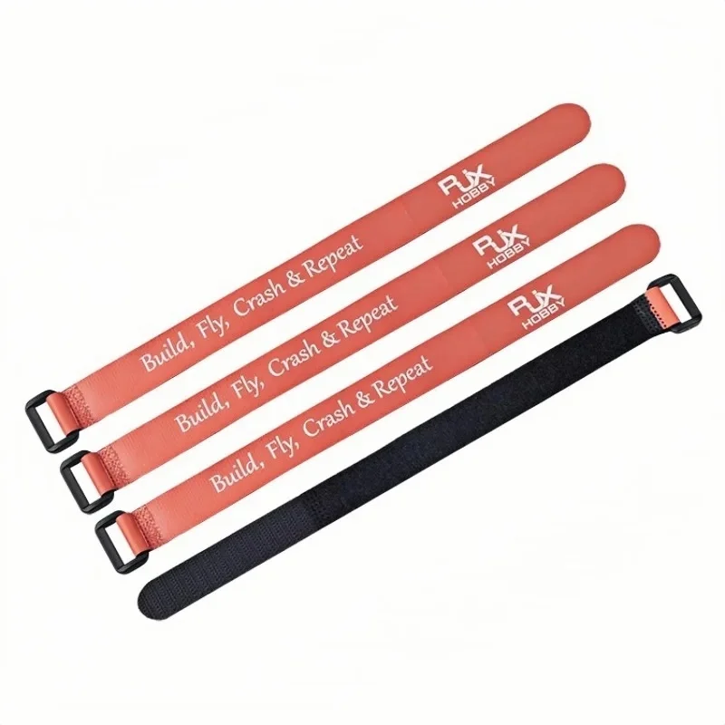 4 Stück 20x200mm rutschfeste Silikonriemen mit RJX-Schnalle aus Nylon für RC FPV Racing Drohnen-Akku-Kamera Rot Orange Grün