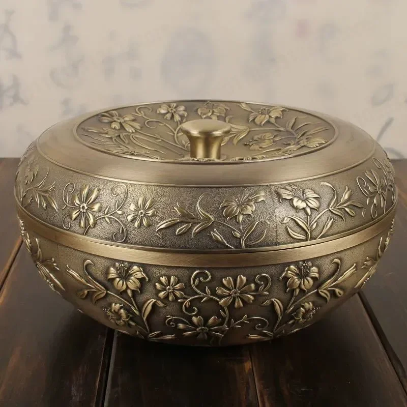 Living Room Snack Storage Box, Metal Dried Fruit Tray, Divided Compartment Candy Box with Lid