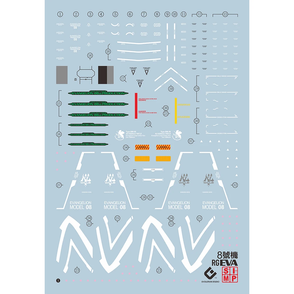Decalque de Água EVO para Unidade RG-08 Modelo, Materiais Auxiliares, Decalques de Alta Precisão, Modelo Plástico Detail-up Signs, 1: 144