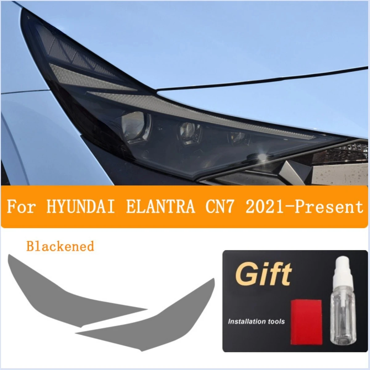 For HYUNDAI ELANTRA 2017-2021 Accessories Front Headlamp Restoration Transparent Black TPU Sticker Car Headlight Protective Film