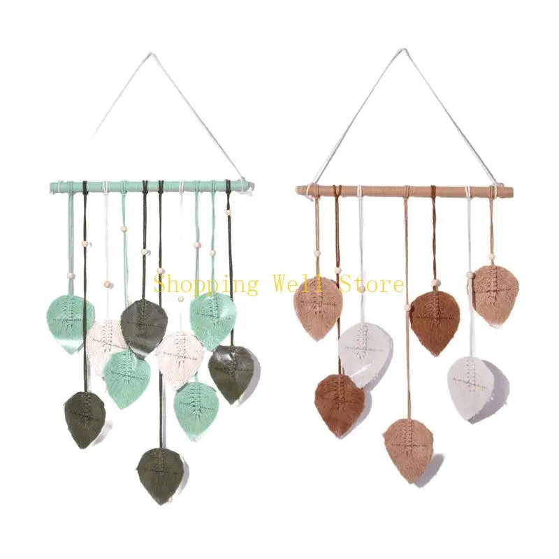 

KX4B Weave Leaf Tassels Tapestry Macrames Wall Hanging Backdrops Ornament for Home Decors Living Room and Bedroom