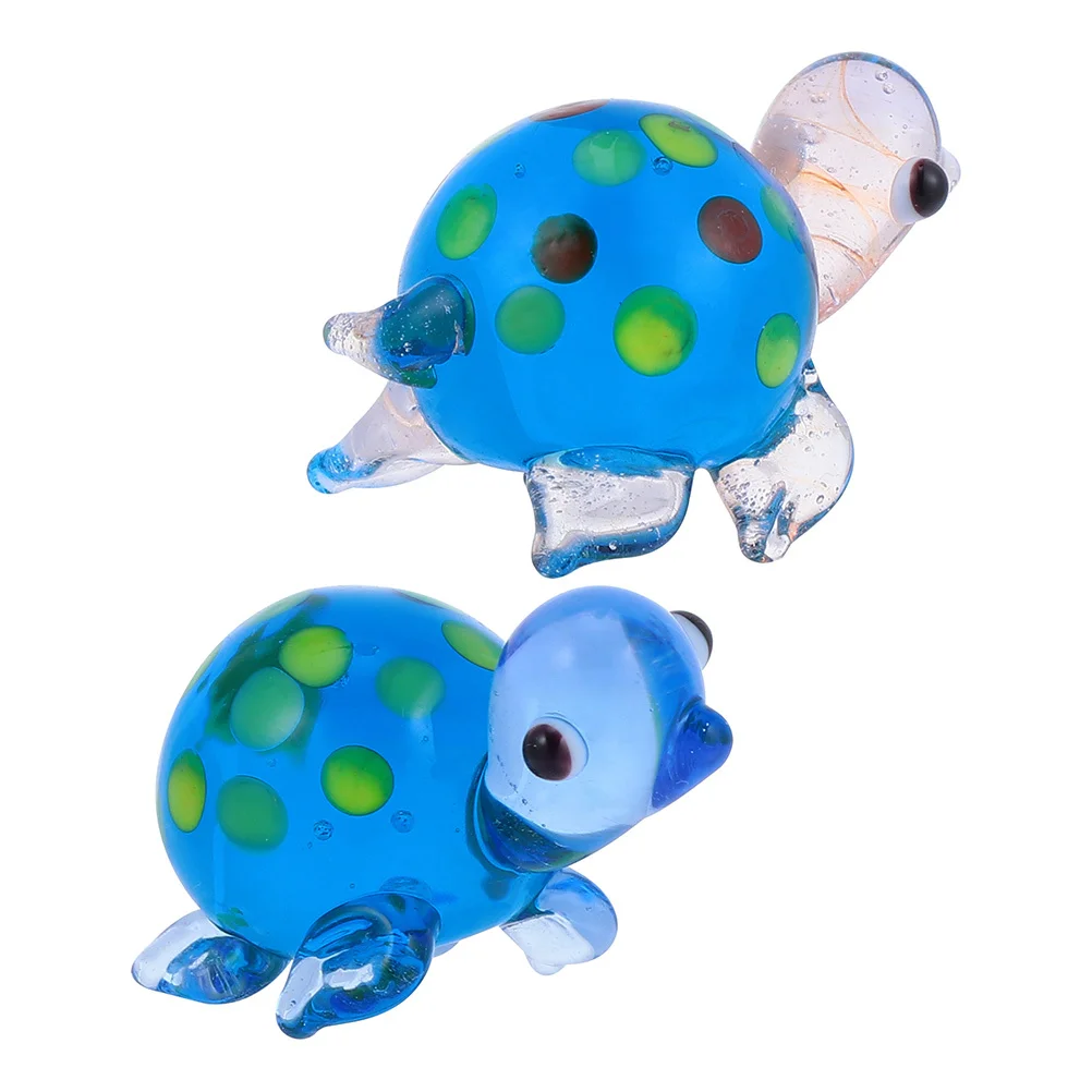 

2Pcs Colorful Glass Turtle Decorations Polished Silky Finish for Aquarium Fish Tank Water Garden Home Decor Creative Desktop