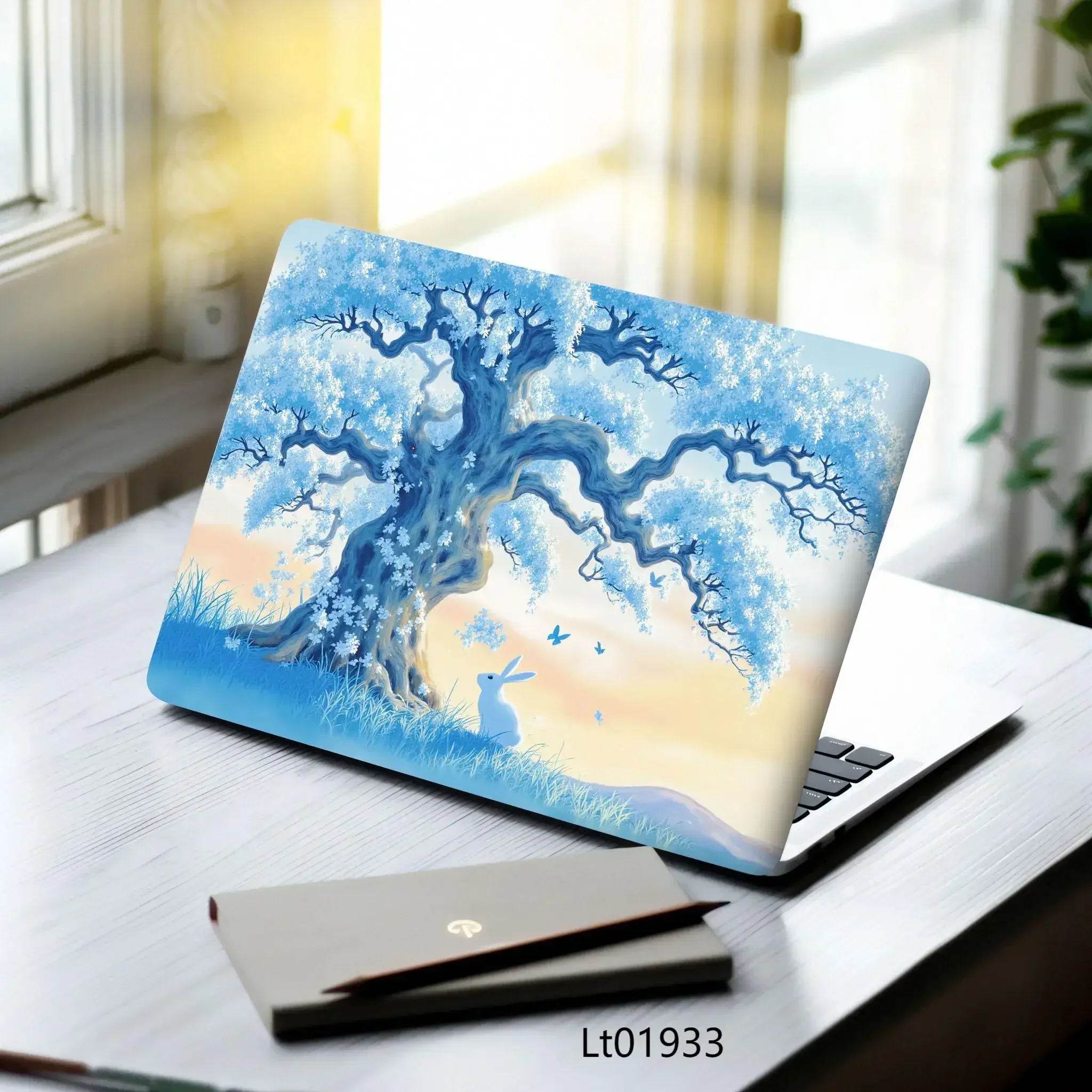 Adesivos para laptop com pintura a óleo de pvc, 2 peças, 15,07x10,82 polegadas, decalques de vinil estéticos para macbook, tablet, pc, macbook