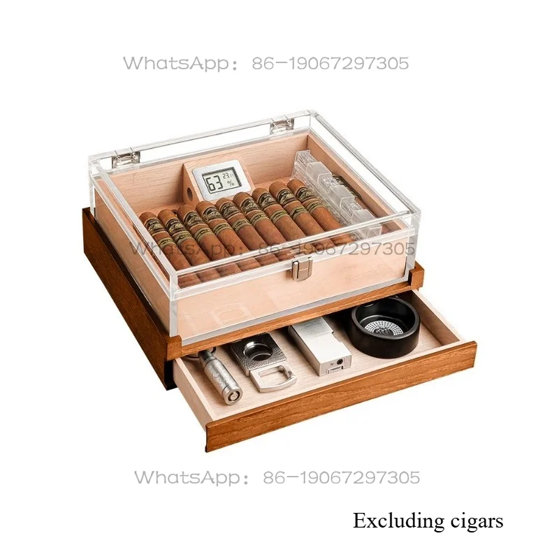 

Профессиональный герметичный увлажнитель для сигар с акриловым цифровым дисплеем, двойным слоем и вкладышем из кедрового дерева, большой емкости