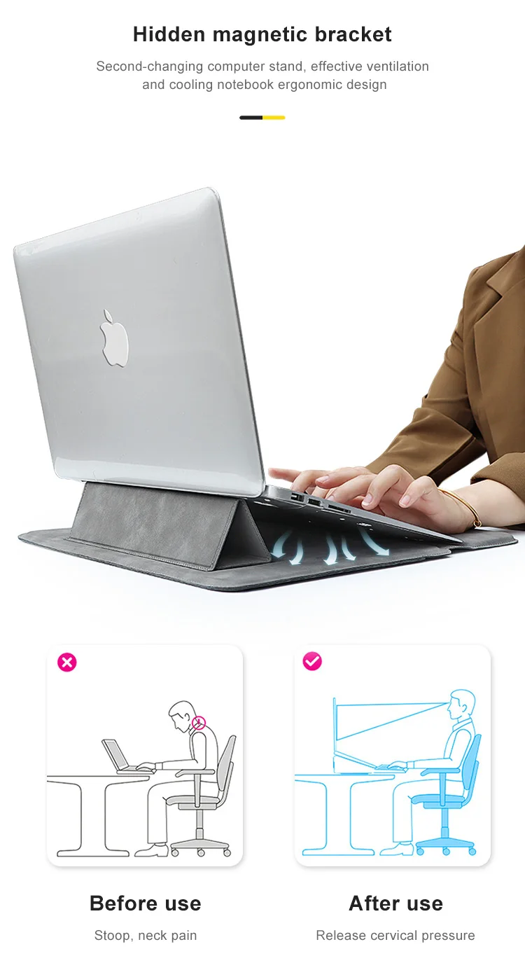 PU Leather Laptop Sleeve Bag For Macbook Air Pro 13 15 16 Case Notebook Cover For 13.3 14 15 15.6 inch Redmi Huawei Dell HP ASUS