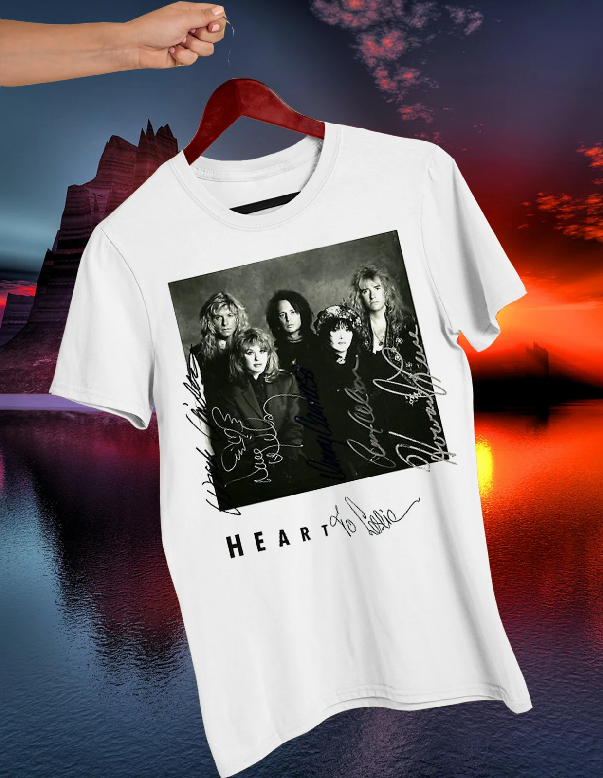 Heart Band Signature T Shirt Size S To 4XL Cotton Short Sleeve NL2837