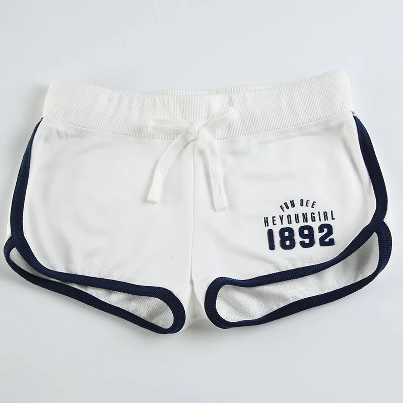 

digital printing contrasting sports shorts drawstring low waist slim casual shorts women