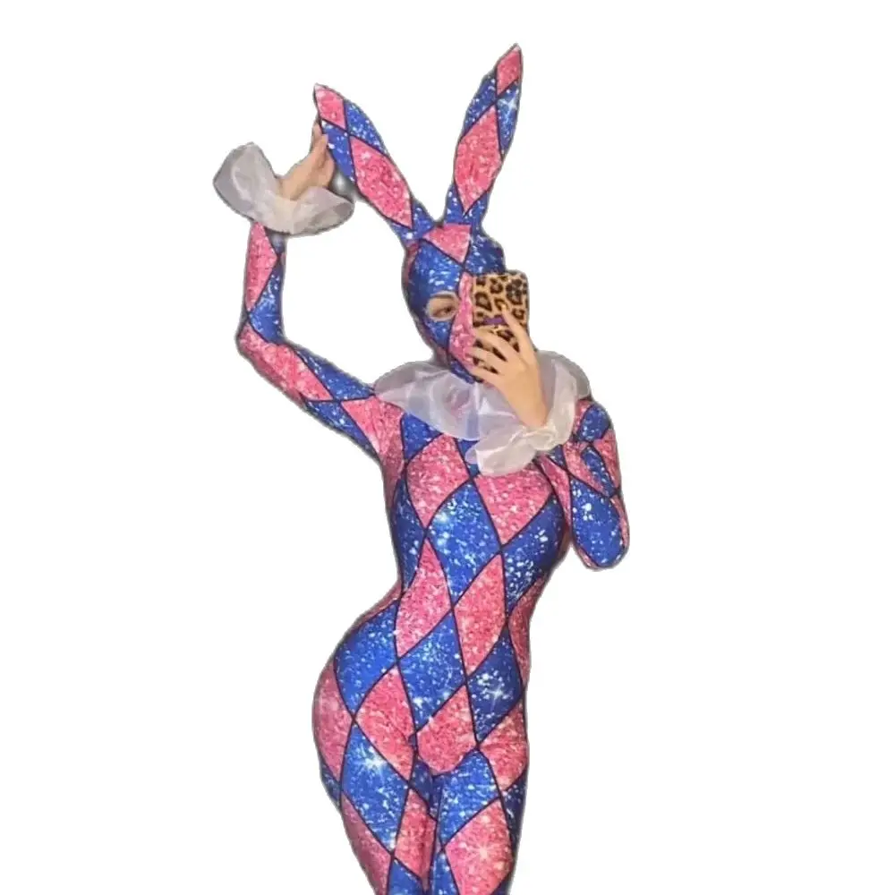 Bunny Girl Cosplay Costume Halloween Women Sexy Jumpsuit DS Bar Performance New Nightclub DJ Singer Gogo Collar Dance Costume