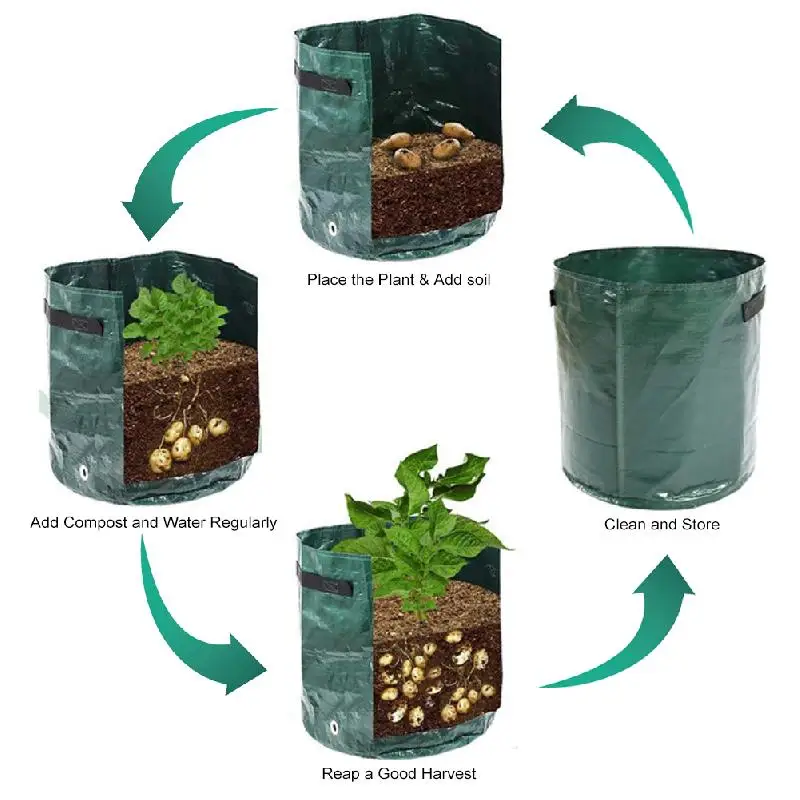 UYANGG Potato Grow Bags PE Vegetable Planter Growing Bag DIY Fabric Grow Garden Pots Garden Tools Veget Garden 3/5/7/10 Gallons