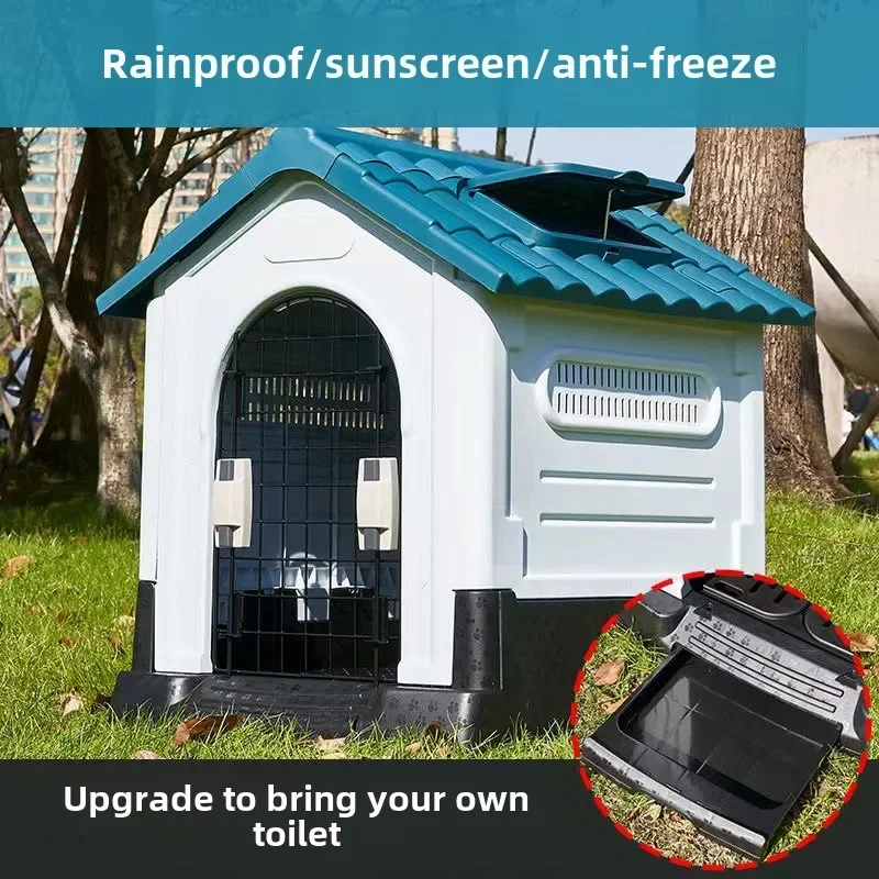 

Outdoor kennel with toilet, sun protection in summer, universal in all seasons, outdoor rain-proof dog house, warm in winter, s