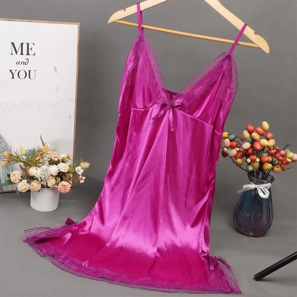 Sexy Spitzen-Camisole mit Schleifen, Patchwork-Seidenkleid, Damen-Nachthemden, Patchwork-Dessous, Nachtwäsche – Detail 7