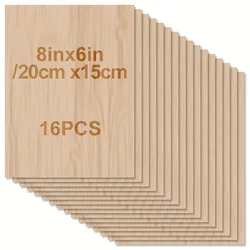 4/8/16/32/48 pieces of wood, craft wood - 15 * 20 cm (8 * 6 inches) - 2 mm thick wood, smooth surface, for laser engraving