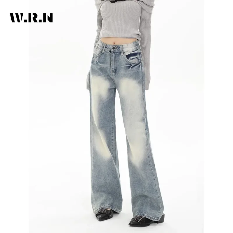 

American Vintage High Waist Straight Jeans Light Blue Pants Women's Casual Baggy Y2K Wide Leg High Street Style Denim Trouser