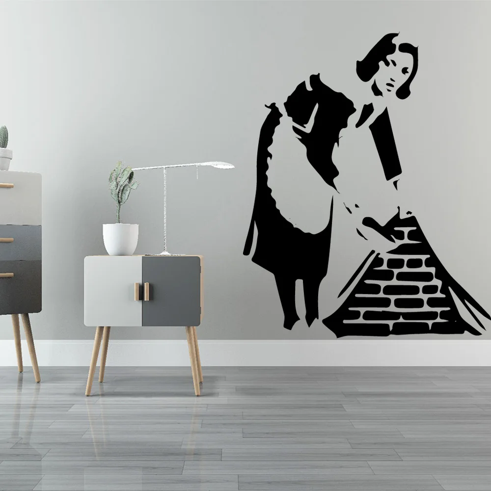 Creativity Banksy Maid Wall Stickers Art Wall Decals Living Room Bedroom Wall Decor Art Sticker Murals