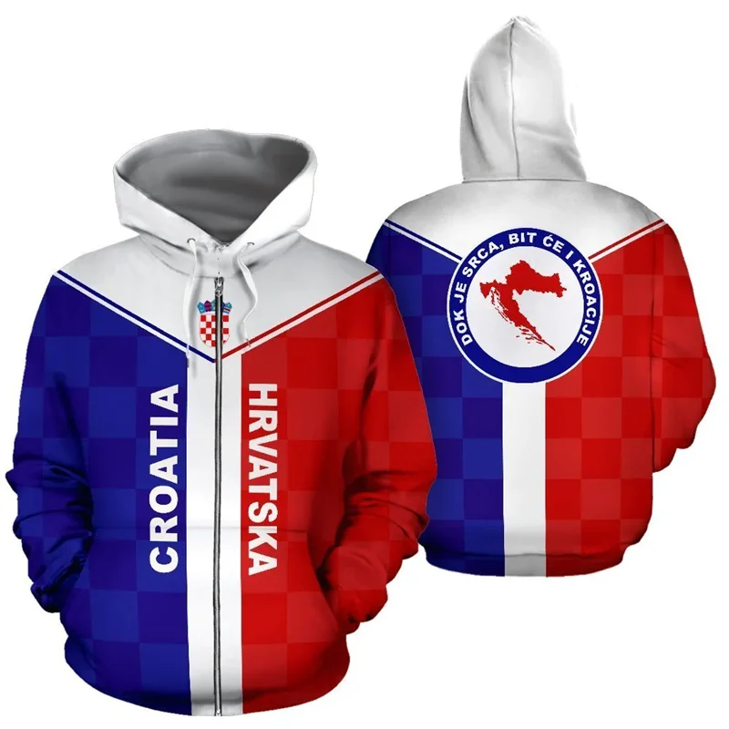 New Croatia Hrvatska Heroe 3d Printed Zip Hoodies Men Oversize Sweatshirts Women Sport Pullover Hooded Y2k Clothes zip up hoodie