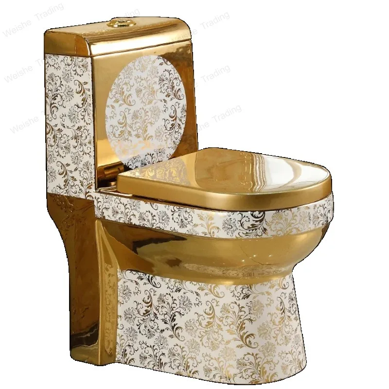 

Ceramic Gold Toilet Set Bathroom Washdown One Piece Piece Gold Toilet Bowl