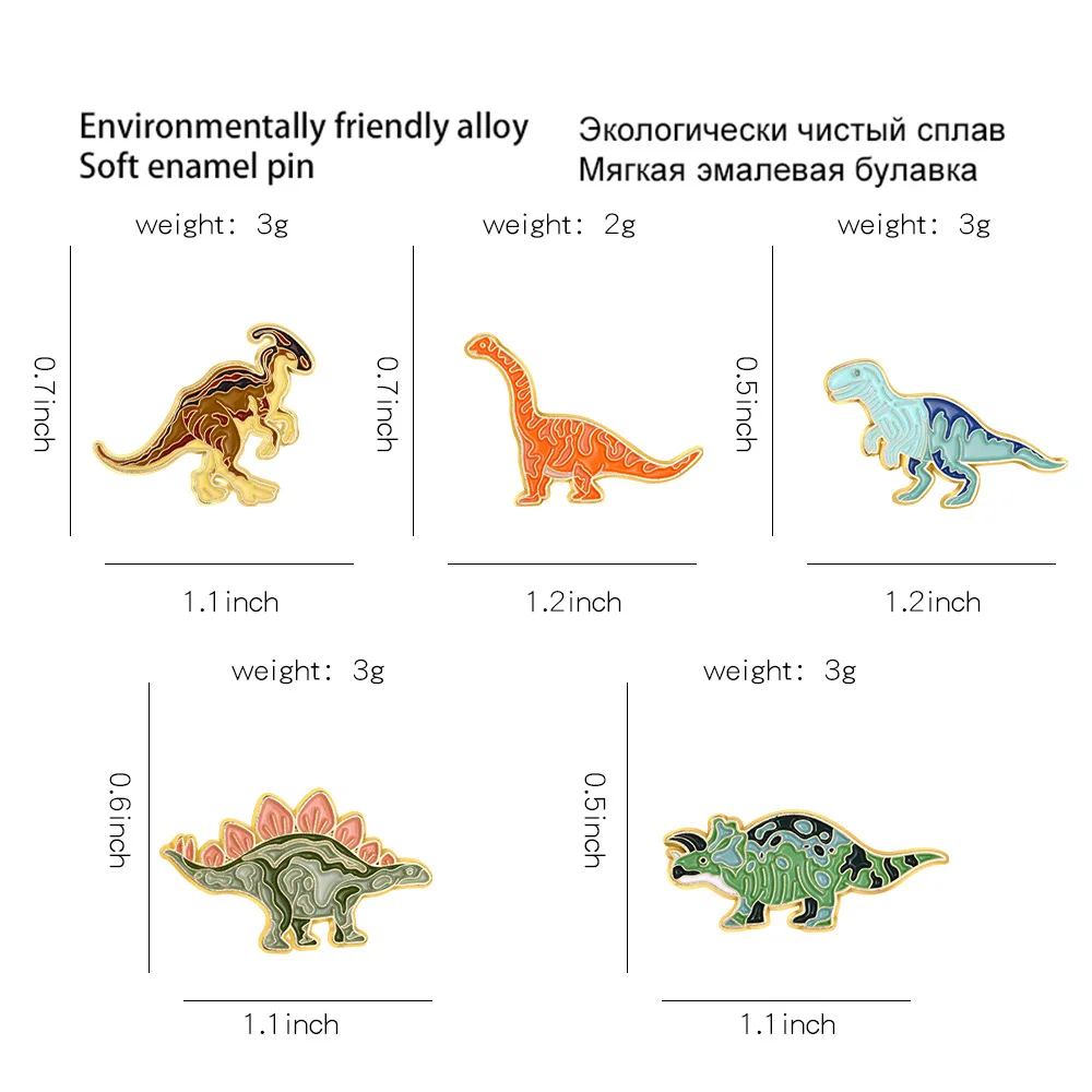 Cartoon Dinosaur Cute Ancient Animals Enamel Pin Jacket Sweater Decorative Jewelry Lapel Badge Accessories Brooch for Kids Gifts