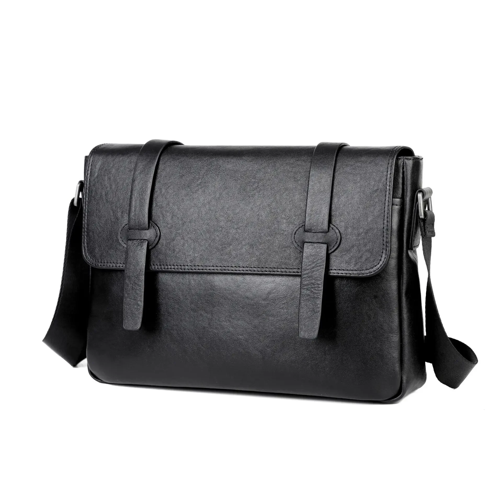 New Luxury Men's Handbags 100% Cow Genuine Leather Male Shoulder Bag Real Natural Leather Crossbody Bag Messenger Bags 13 Inch