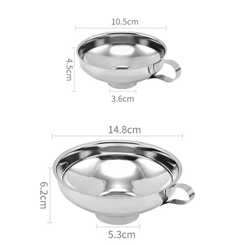 Stainless Steel Kitchen Funnel For Liquid Filtering Canning Wide Mouth Hopper Salad Dressing Tool Gadget