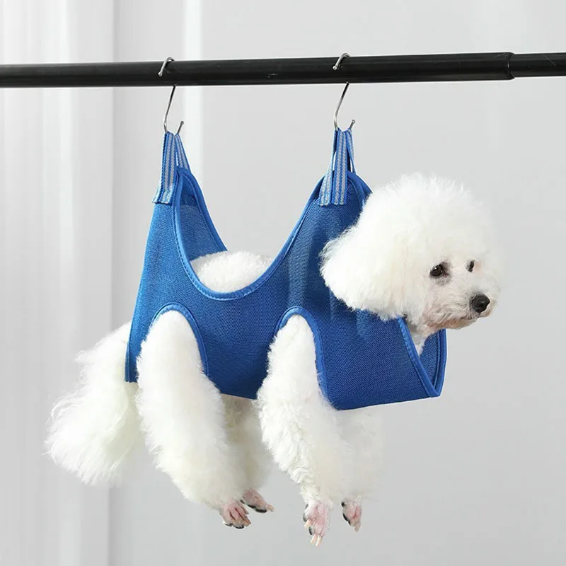 Pet Grooming Hammock for Cat Dog Nail Clipping Trimming Restraint Bag with Hooks Anti-Scratch Helper for Feeding Bathing Hair