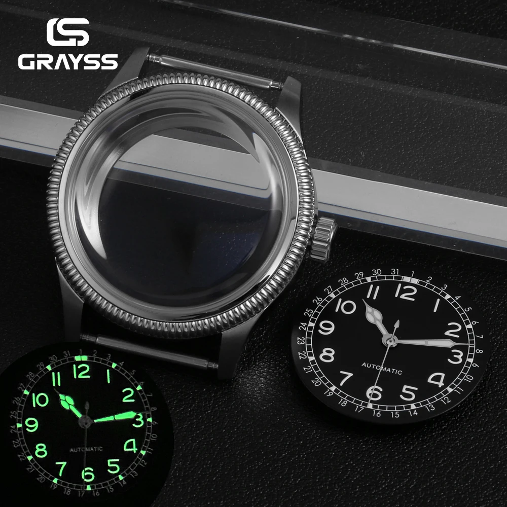 NEUES 38mm Retro-Militär-Piloten-Edelstahl-Uhrengehäuse AR Super Bubble Mineralglas Passend für NH35 NH34 Mechanisches Uhrwerk Münzkante – Detail 8