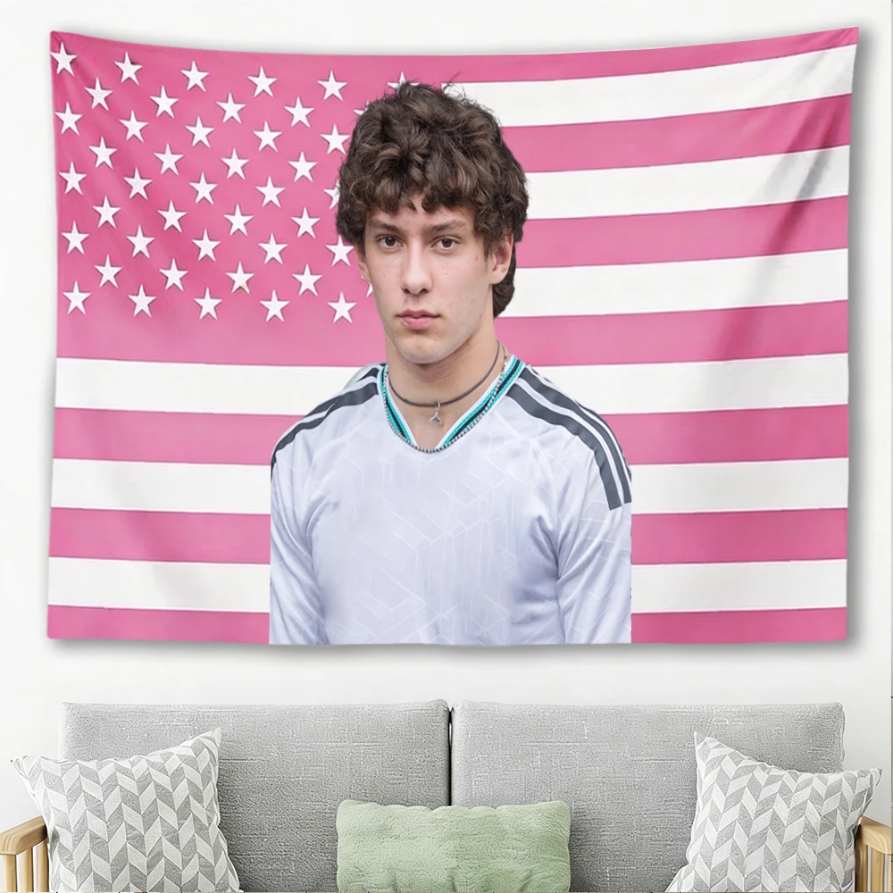 Kimi Antonelli Pink American Flag Tapestry F1 Racer Portrait Wall Hanging Fan Decor Gift
