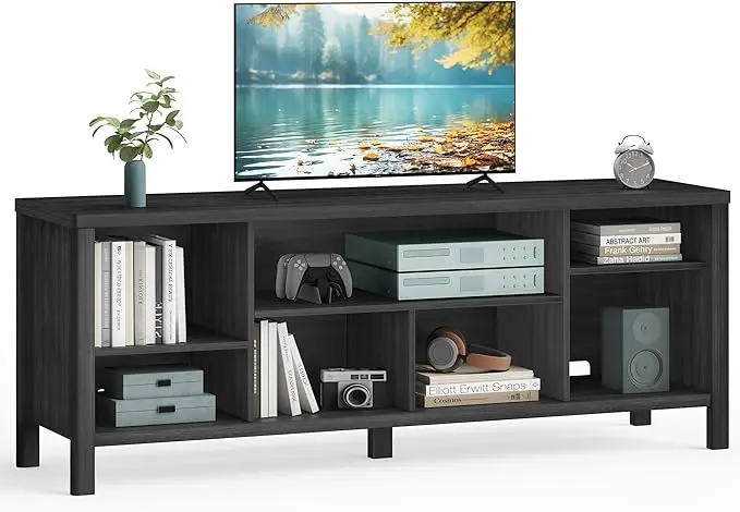 NEW TV Stand for TVs up to 70 Inches, Entertainment Center with Storage Shelves, TV Console Table, Easy to Assemble