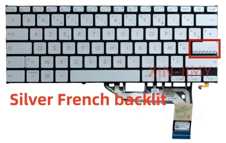 

French layout Backlight Silver Laptop Keyboard For Asus Vivobook 14X K3405