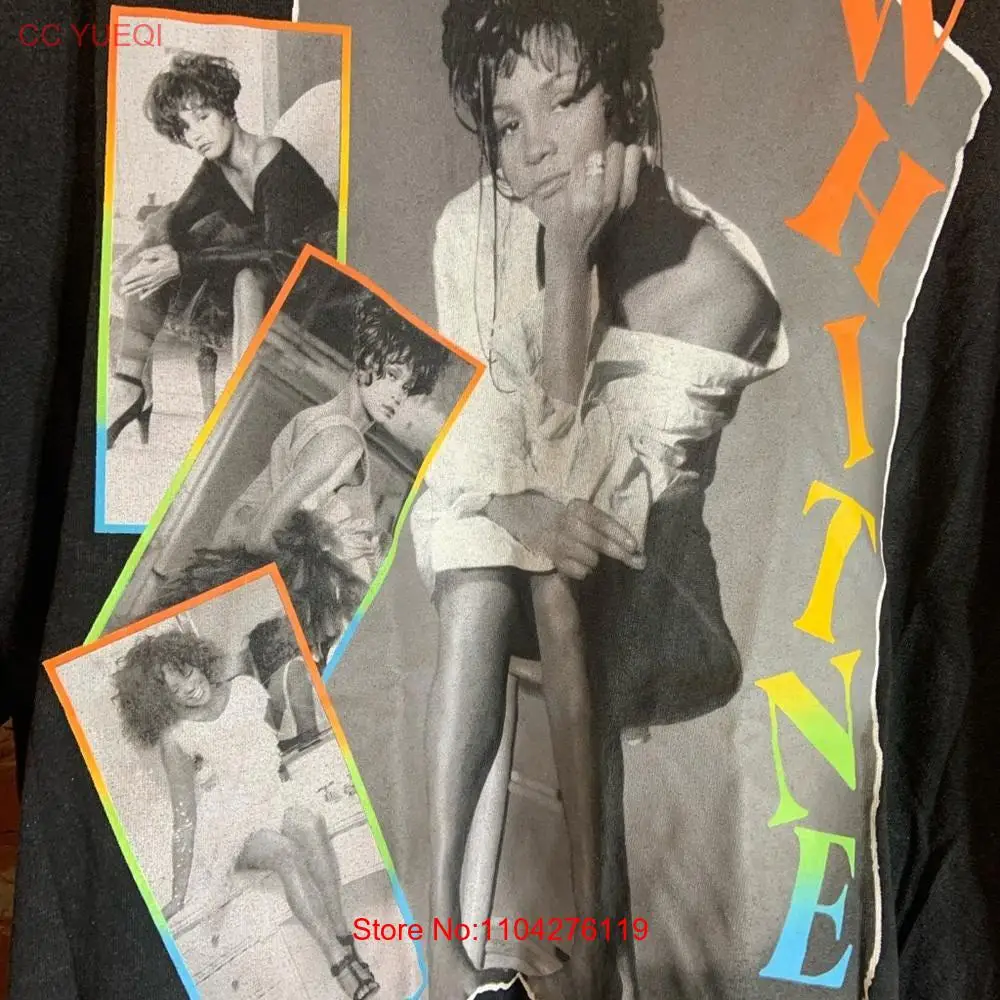 Whitney Houston large black graphic preowned T shirt long or short sleeves