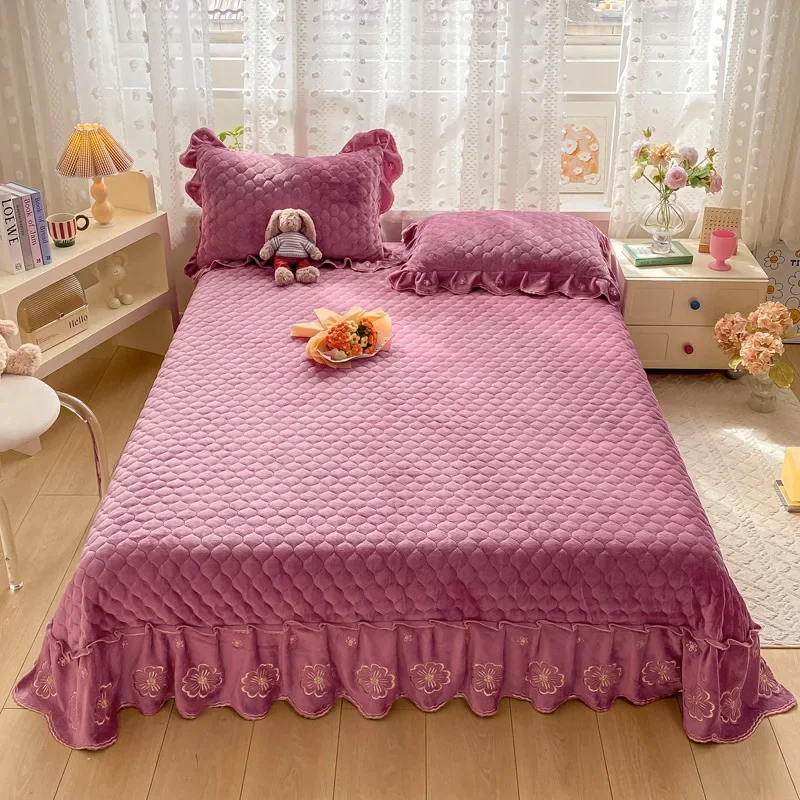 2024 New Class A High Gram Milk Fleece Embroidered Bed Cover Monet Garden Series Single Product Bed Cover