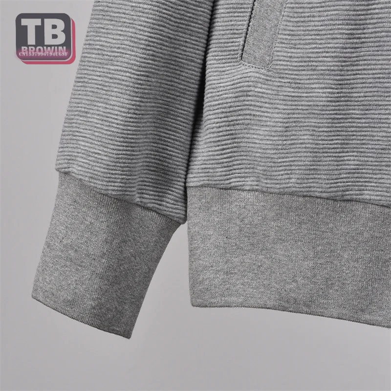 TB Flagship-Store brand men\'s trend sports casual four bars striped cotton zipper Long Sleeve hoodie cardigan tide coat