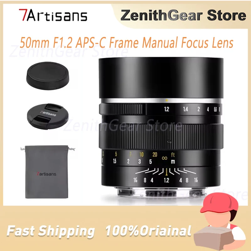 7artisans 50mm F1.2 APS-C Manuelle Prime-Objektive mit großer Blendenöffnung für Sony E Alpha7, Nikon Z, Fuji X-T5, Olympus M4/3 Anschluss