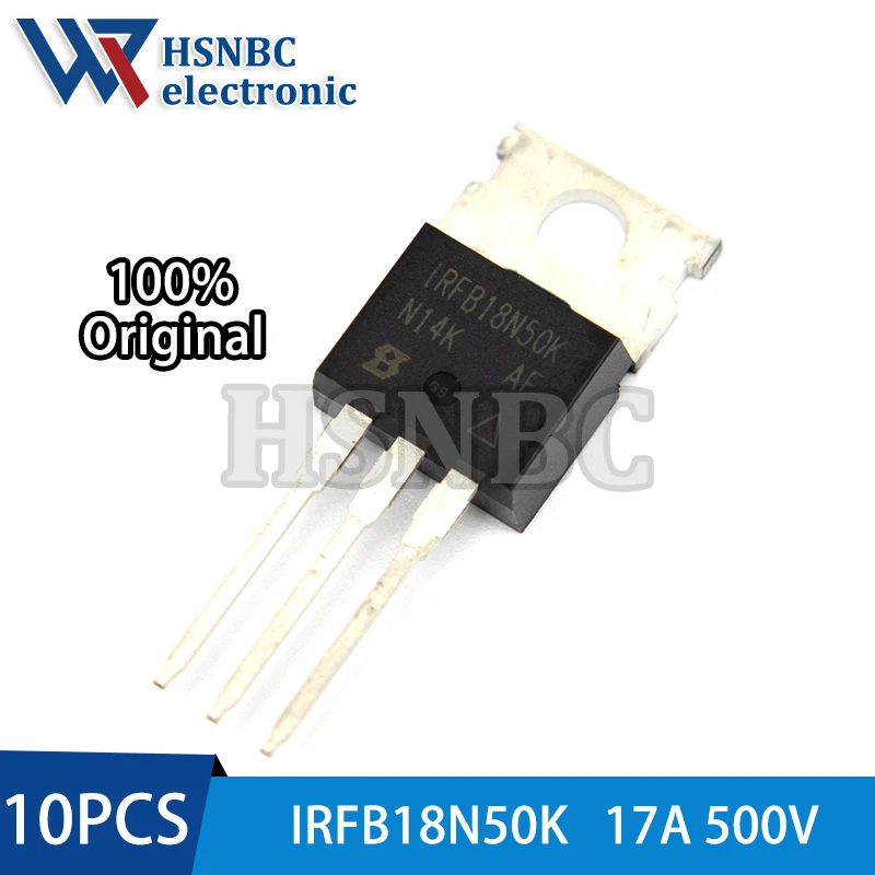 10PCS IRFB18N50K IRFB18N50KPBF FB18N50K IRFB18N50 TO-220 17A 500V N-Channel Power MOSFET Transistor 100% New Original