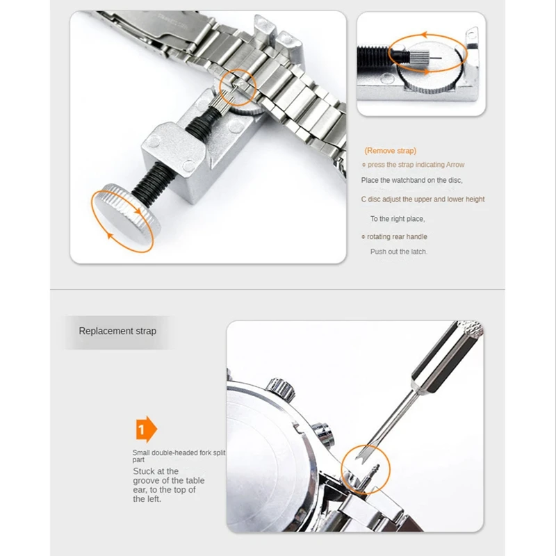 Watch Band Repair Kit + Watch Press Tool, Watch Battery Replacement Tool Kit, Watch Tool Kit With Watch Link Removal Tool