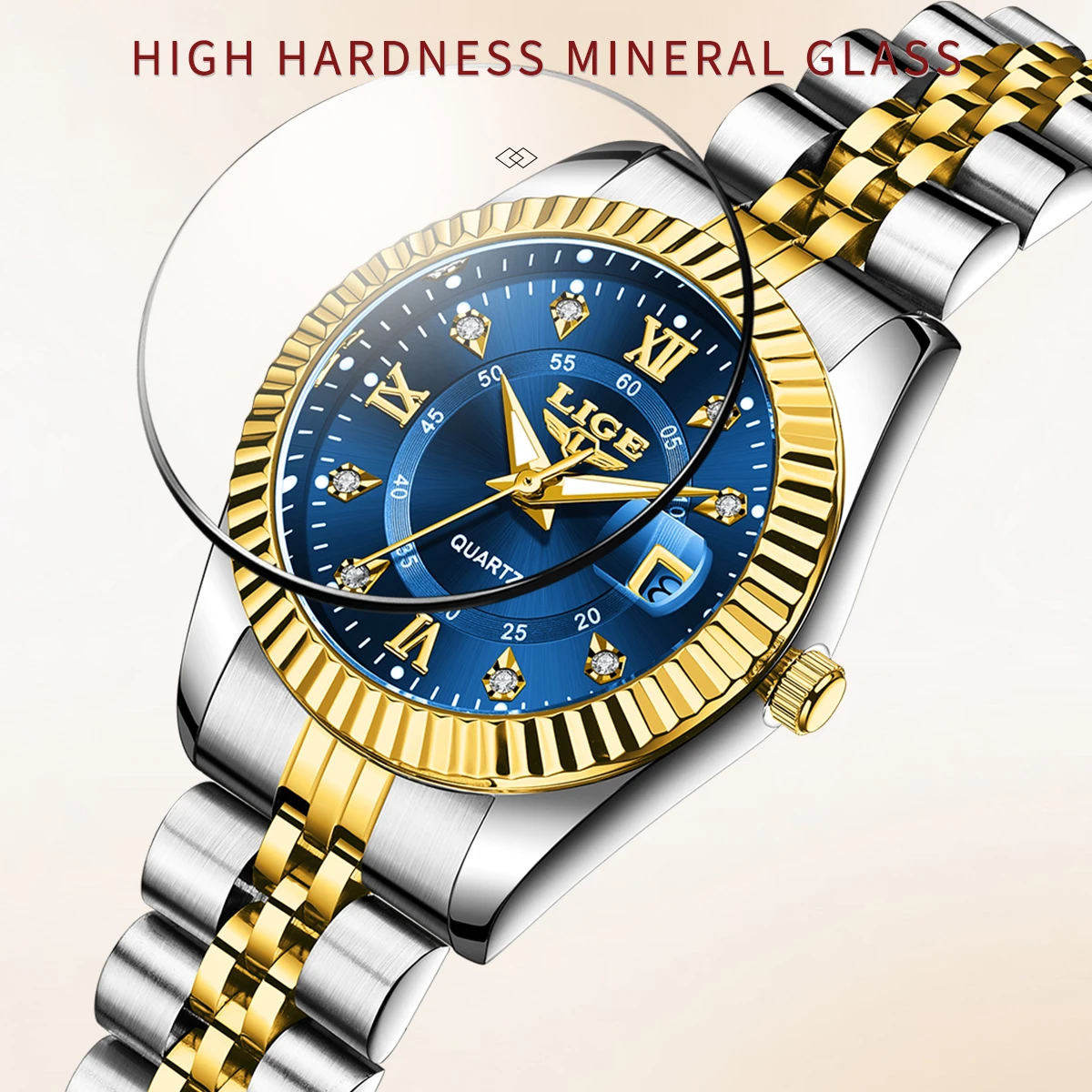 LIGE Original Design Quartz Woman Watch Fashion Luxury Auto Date Stainless Steel Band Waterproof Women Wristwatches Reloj Mujer