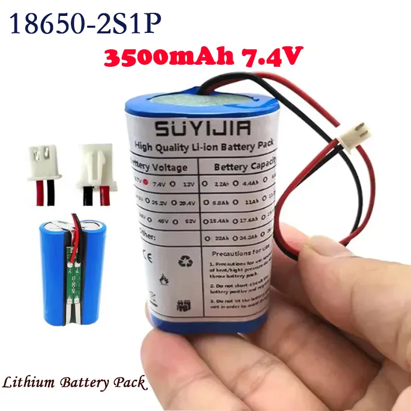 18650 3500mah Lithium Ion Battery 2S1P 7.4V Backup Battery Pack with BMS for Electric Toys Remote Control Car Truck Boat Toy