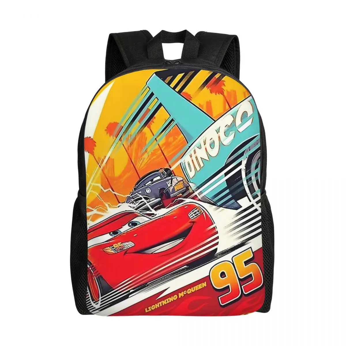 

Custom Retro Lightning Mcqueen Backpacks for Men Women Water Resistant College School Racing Saries Bag Print Bookbags