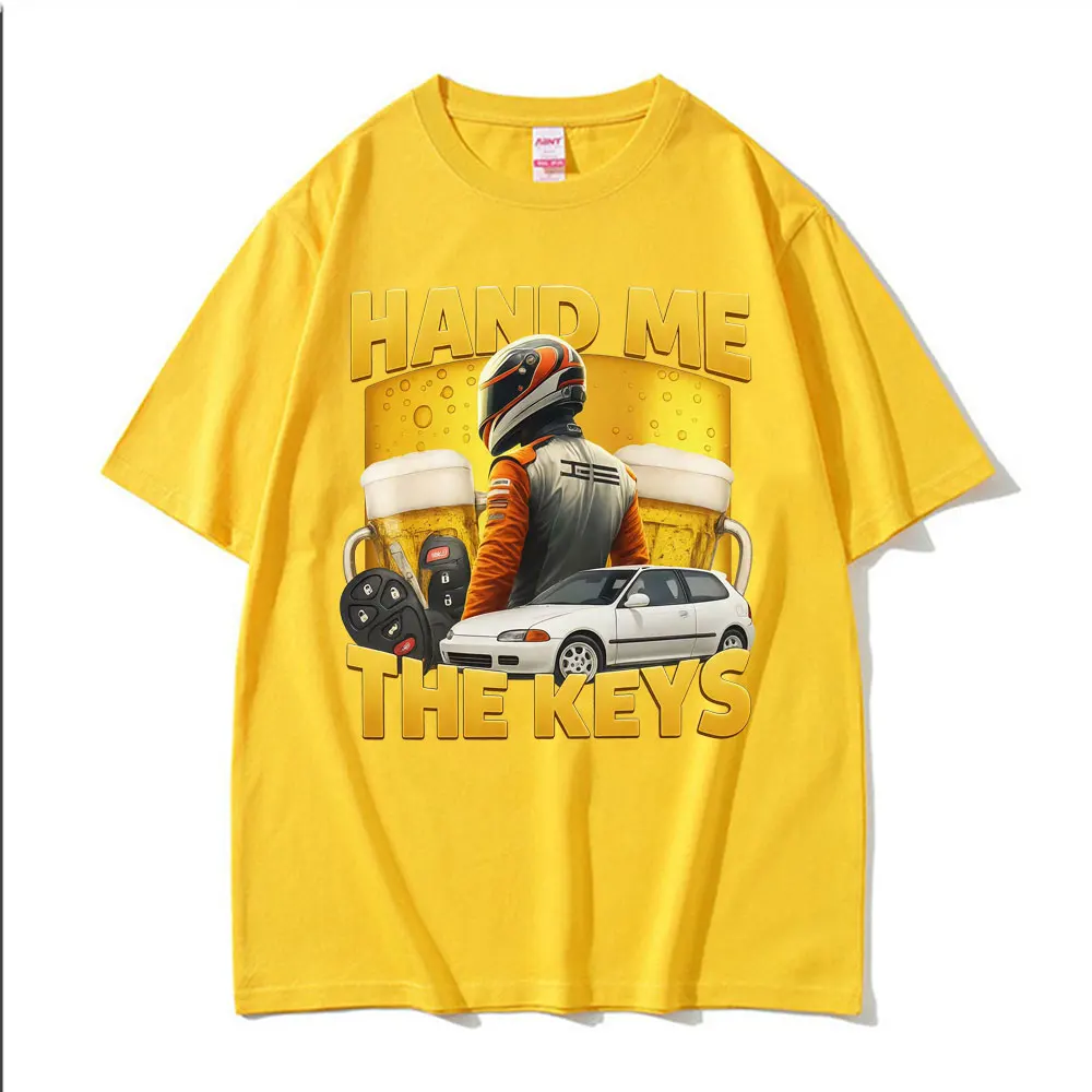 Lustige Hand Me The Keys Alkohol Bier T-Shirt Trinken und Fahren Meme T-Shirts Männer Frauen Sommer Hip Hop Mode T-Shirt