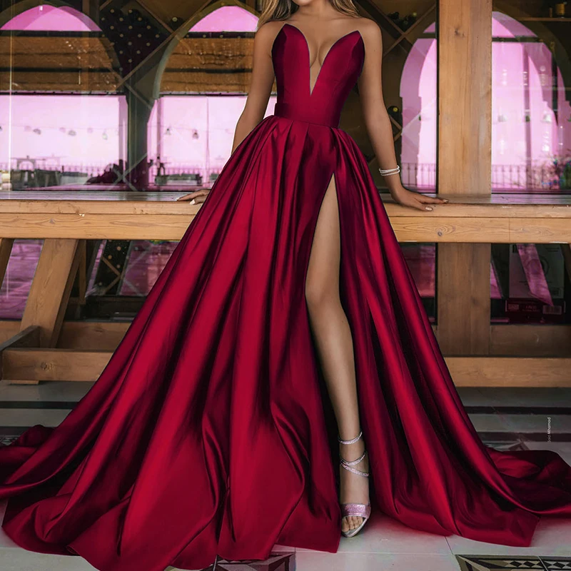 Elegant Wedding Dress Chic Women Luxury Gowns Fold Party Dress Spring Summer Off Shoulder High Split Dresses in Special Occasion