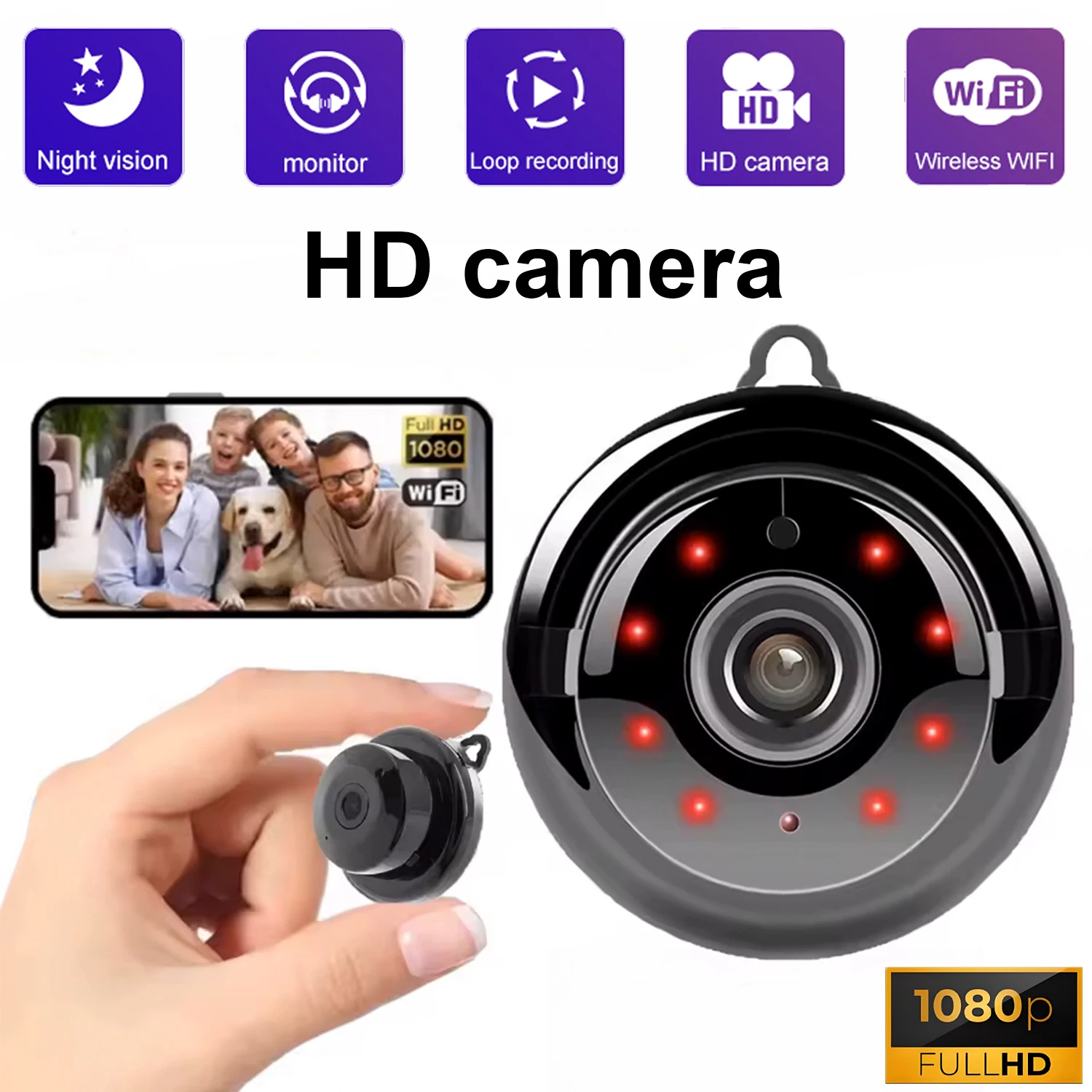 

Мини 1080 HD IP-камера Wi-Fi камера с инфракрасным ночным видением двусторонний аудио трекер движения беспроводной монитор домашней безопасности камера